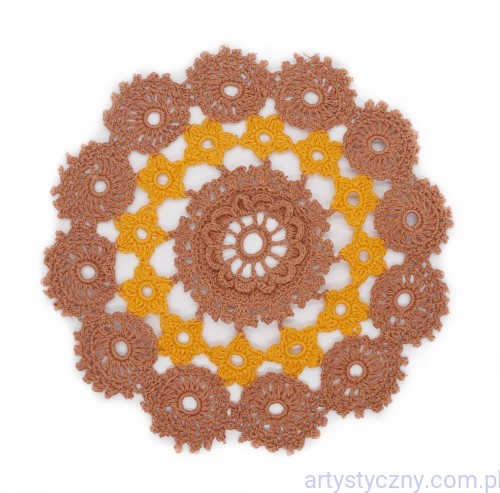 Serwetka Koniakowska - Brązowo-Pomarańczowa