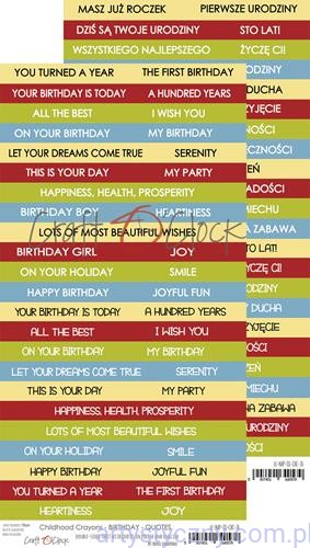 CC-NAP-III-CHC-26 Napisy okolicznościowe - Childhood Crayons 26 - Urodziny 15x30cm