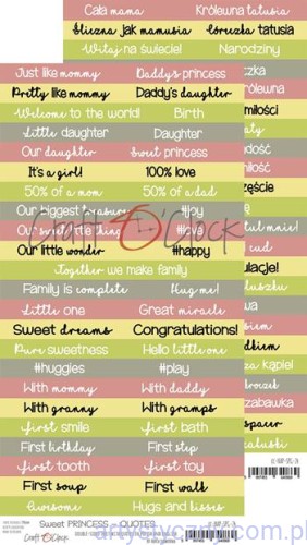CC-NAP-SPB-24 Craft o'Clock - Arkusz z napisami - Sweet Princess - 15x30cm