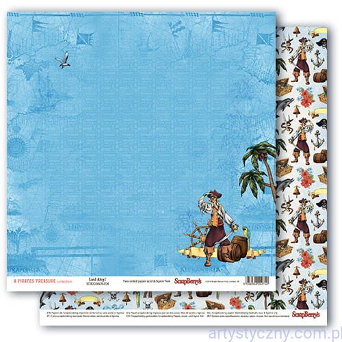 SCB220609204 Papier do Scrapbookingu, The Pirate's Treasure, Land Ahoy! 30x30сm