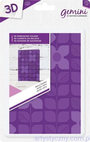 GEM-EFA-3D-RG Embossing Folder Gemini Retro Garden 3D - Retro Kwiaty Liście