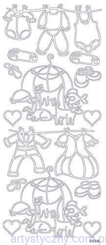 Naklejki Srebrne Baby - Ubranka Karuzele Agrafki Smoczki 0039