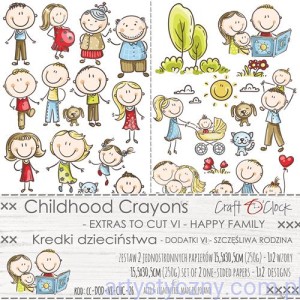Zestaw dodatków do wycinania Childhood Crayons - Happy Family 2ark, 15x30cm