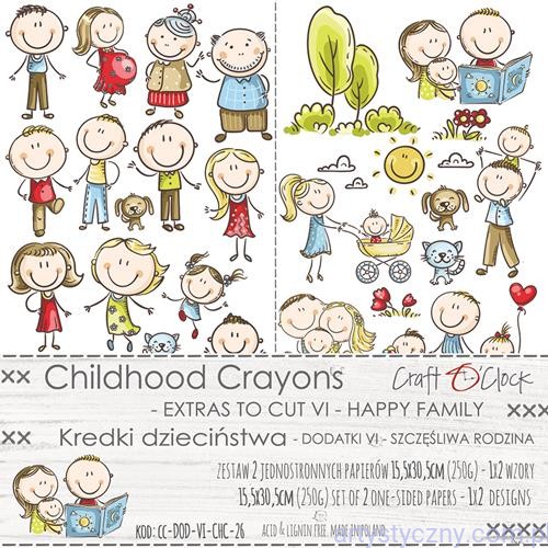 CC-DOD-VI-CHC-26 Zestaw dodatków do wycinania Childhood Crayons - Happy Family 2ark, 15x30cm