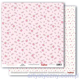 Papier do scrapbookingu, First Moments, Pink Petals Kwiatuszki Serduszka 30x30cm