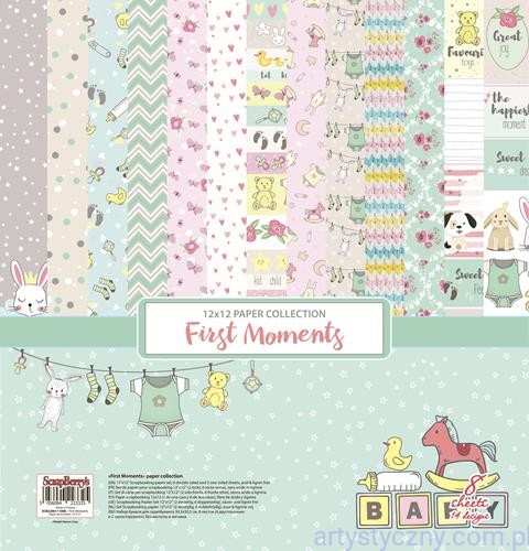 Papier do scrapbookingu - First Moments - 8ark - 30x30cm SCB220611100B