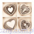 Drewniane Ozdoby - Serca Serduszka - 20 szt - 029