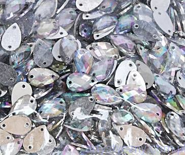 Szlifowane kamienie, dżety do przyszycia 7x12mm, 20szt, Krople AB