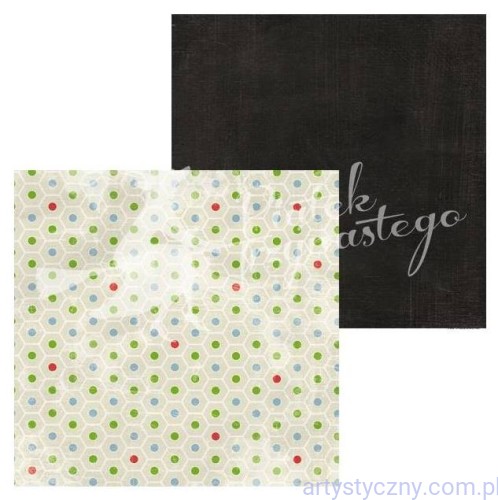 Papier do Scrapbookingu - 30x30cm - Czarny Kropki - Piątek Trzynastego