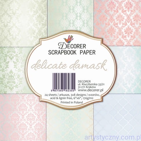 Papiery do Scrapbookingu 15x15cm, Delicate Damask 24ark