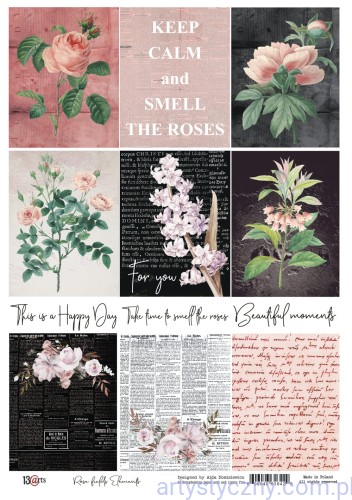 Papier Ozdobny A4 Elementy do wycięcia 13@arts - Rose Fields