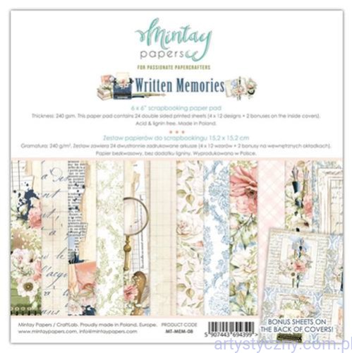 Zestaw papierów do scrapbookingu Mintay - Written Memories - 15x15cm MT-MEM-08