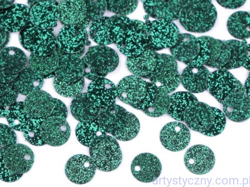 Cekiny gładkie 7mm - Zielone z brokatem 1800 szt