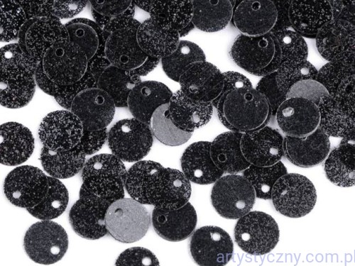 Cekiny gładkie 7mm - Czarne z brokatem 1800 szt