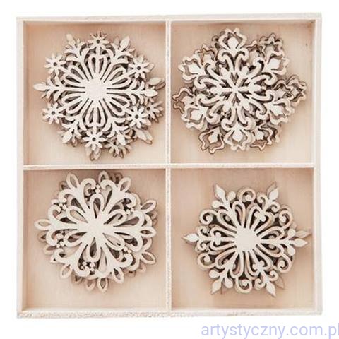 DPDN-064 Drewniane Ozdoby - Śnieżynki Płatki Śniegu 20 szt - 064
