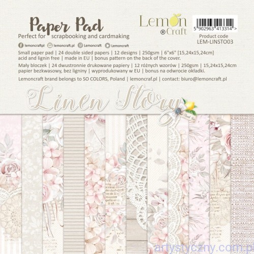 Zestaw papierów do scrapbookingu Lemoncraft - Linen Story - 15x15cm LEM-LINSTO03