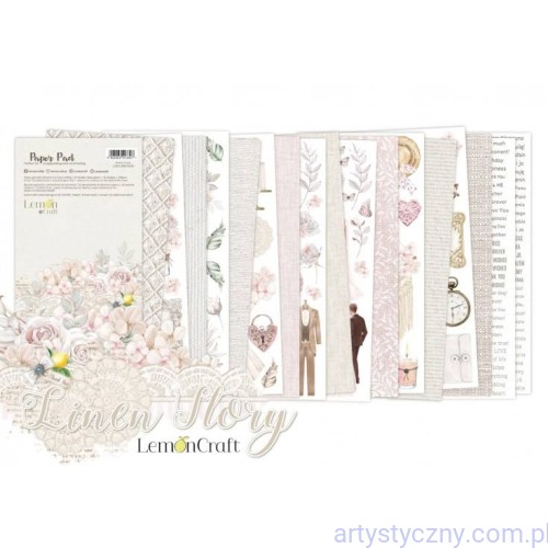Zestaw dodatków do wycinania 8ark - Linen Story - Lemoncraft LEM-LINSTO02