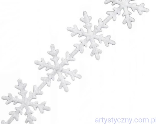 Filcowe Śnieżynki - 5 metrów - Płatki śniegu z filcu - Białe