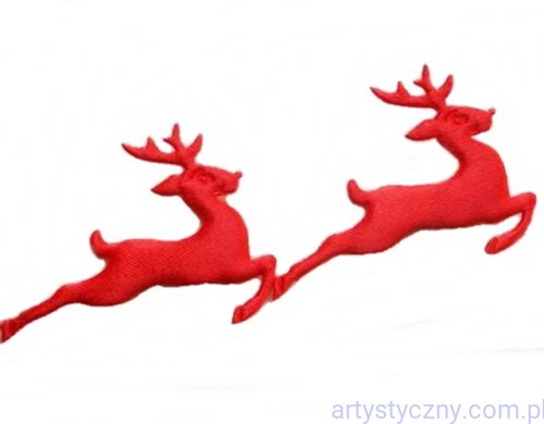 Aplikacje na taśmie Renifery Czerwone Satynowe - 18szt