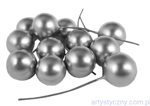 Perełki na druciku jarzębina jagody 12szt - Srebrne