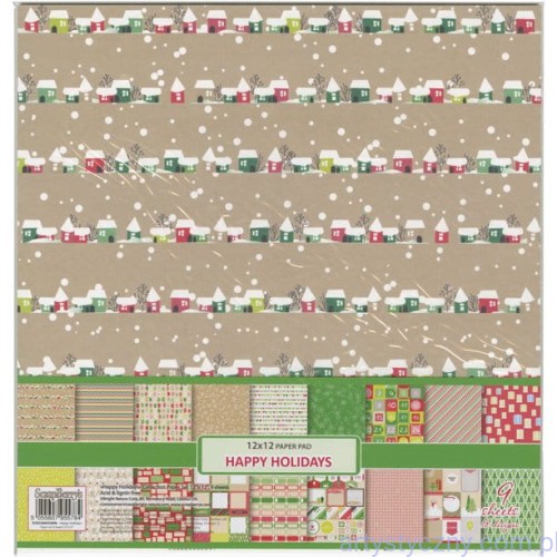 SCB220605500b Zestaw papierów do scrapbookingu - Happy Holidays - 9ark - 30x30cm