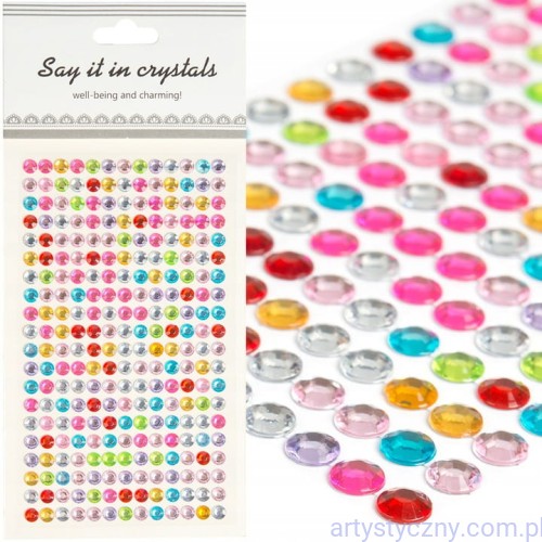 Dżety Cyrkonie Kryształki Samoprzylepne 6mm - 260szt - MIX