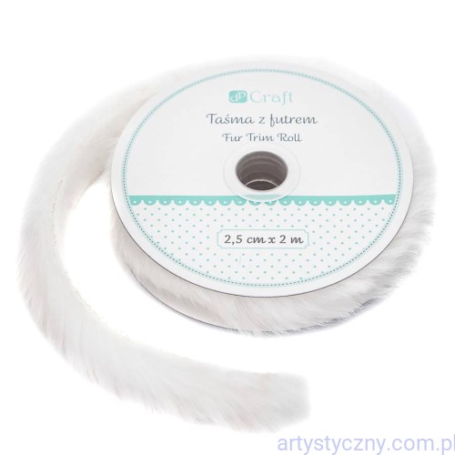 Taśma futro na rolce 2,5cm x 2m Biały DPFU-004