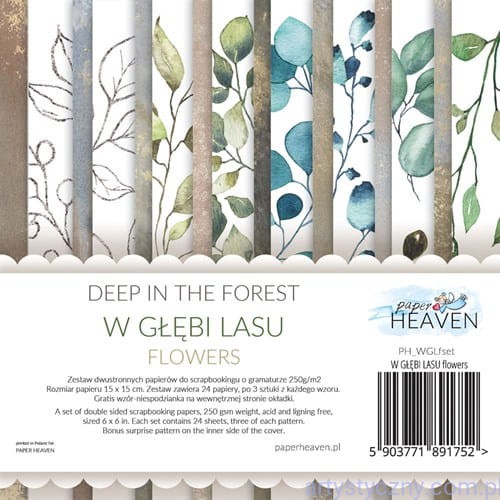 Paper Heaven - Zestaw papierów 15x15cm - W głębi lasu - Kwiaty do wycięcia PHWGLFSET