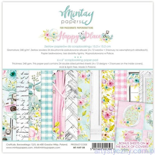 MT-HAP-08 Zestaw papierów do scrapbookingu Mintay - Happy Place - 15x15cm
