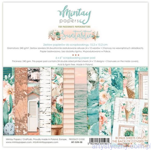 MT-SUN-08 Zestaw papierów do scrapbookingu Mintay - Suntastic - 15x15cm