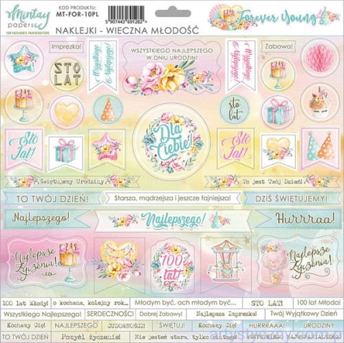 Naklejki tekturowe - Mintay - Forever Young - 30x30cm polskie napisy MT-FOR-10PL