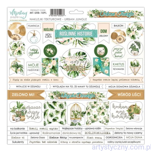 Naklejki tekturowe - Mintay - Urban Jungle - 30x30cm polskie napisy MT-URB-10PL