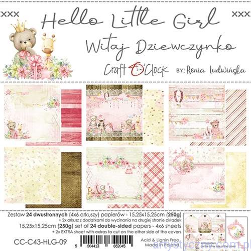 Zestaw papierów Craft o'Clock - Hello Little Girl - 15x15cm - 24ark CC-C43-HLG-09