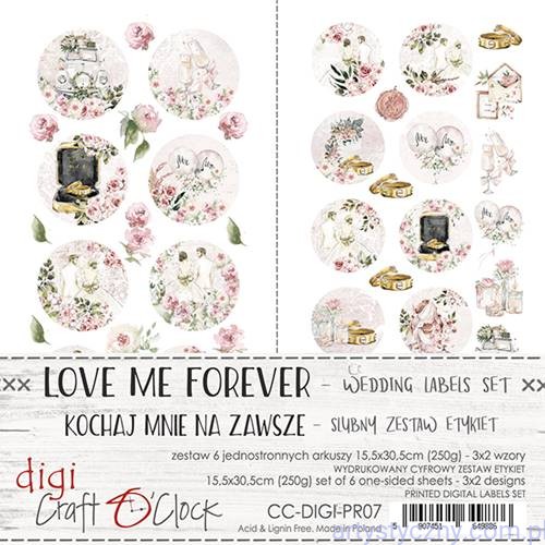 Zestaw etykiet 2szt do wycięcia - Love Me Forever - Zestaw Ślubny - Craft o'Clock CC-DIGI-PR07