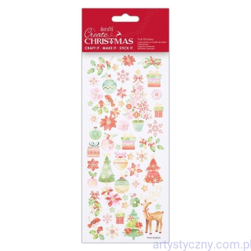 Papermania Naklejki Metaliczne 48szt  - Pink Trees - Kolorowe Święta