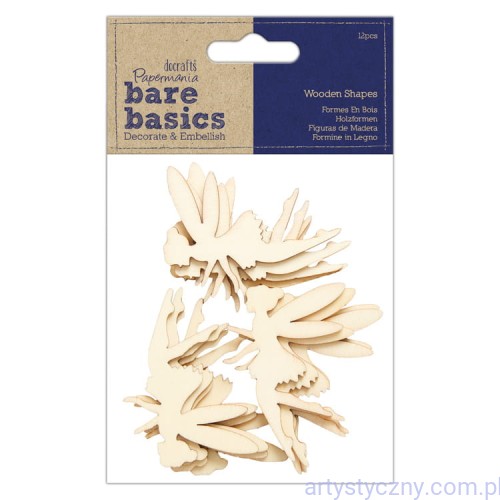 Papermania Drewniane Wróżki Elfy 12szt - Bare Basics Wooden Shapes Fairy PMA 174515