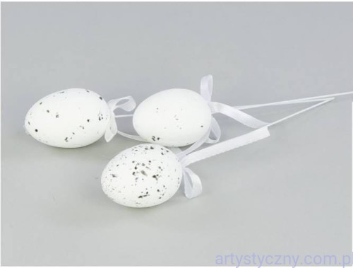 Jajka nakrapiane Białe na piku - 12 sztuk - 2,5x3,5 cm