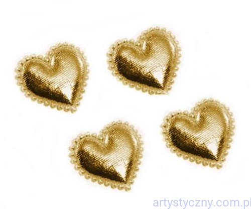 Aplikacje Serca Serduszka z Falbanką MIDI - 20 szt - Złote