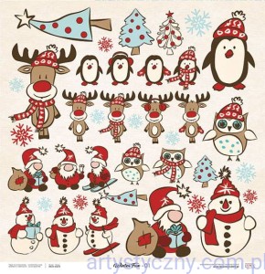 Winter Fun 01 - Arkusz dodatków do wycięcia 30x30cm - Laserowe LOVE