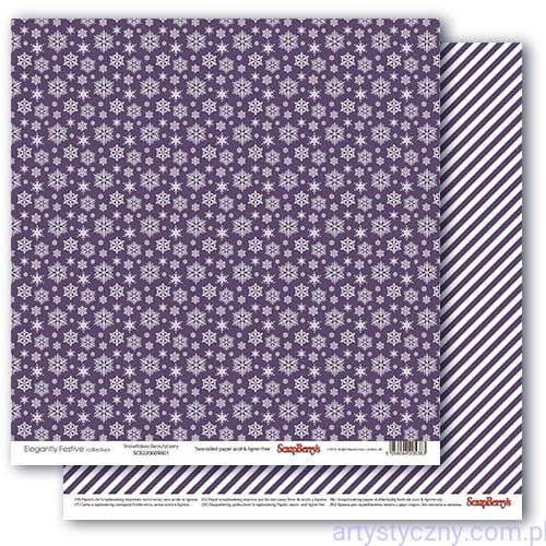 Papier do Scrapbookingu Śnieżynki - Elegantly Festive, Snowflakes Beautyberry - 30x30сm SCB220609801