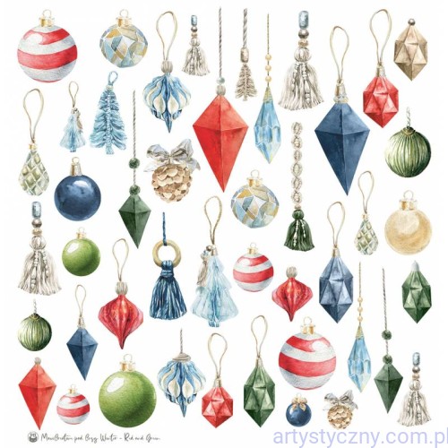 Papier P13 Cosy Winter - Red and Green 30x30cm - dodatki do wycinania P13-MIS-17-2