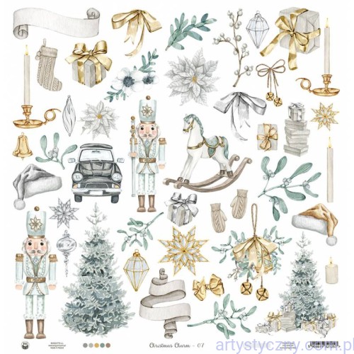 Papier P13 - Christmas Charm 07 - 30x30cm - dodatki do wycinania P13-CHC-07