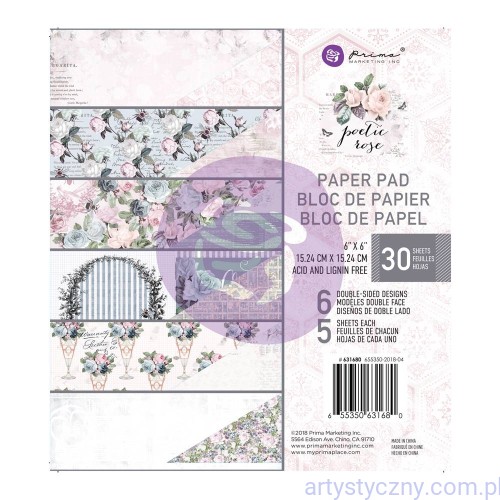 631680 Zestaw papierów 15x15cm - Prima Marketing - Poetic Rose - 30ark