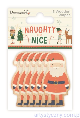 DCWDN129X21 Drewniane Mikołaje - Dovecraft Naughty or Nice Wooden Shapes Santa