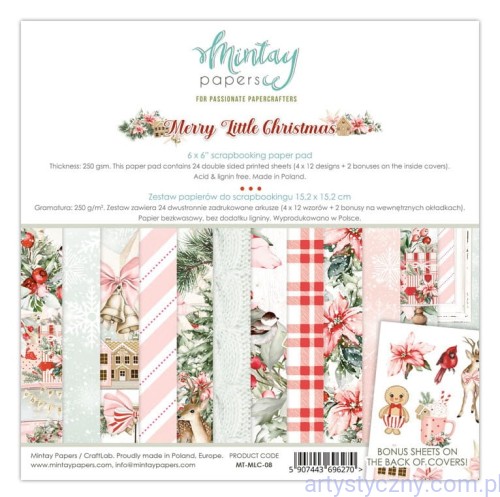 Zestaw papierów do scrapbookingu Mintay - Merry Little Christmas - 15x15cm MT-MLC-08