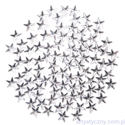 GRKR-098 Kryształki Dekoracyjne ~ Gwiazdki Gwiazdeczki 15mm ~ 100szt ~ Srebrne Crystal