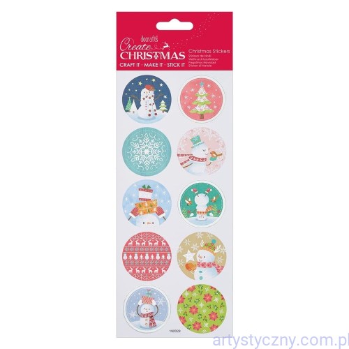 Papermania Naklejki Metaliczne 10szt - Pastel Snowman - Bałwanki Topery  PMA 828901