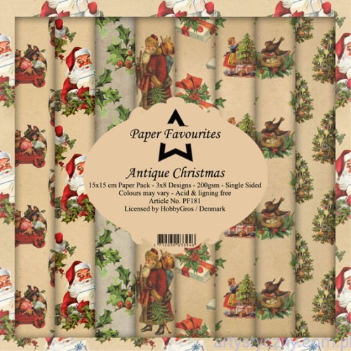 Zestaw papierów Dixi Craft 15x15cm - Antique Christmas PF181