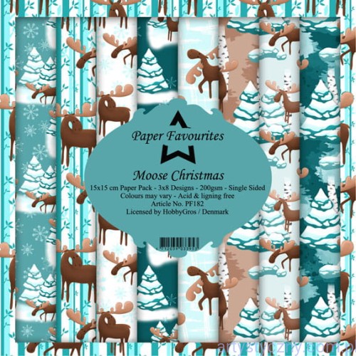 Zestaw papierów Dixi Craft 15x15cm - Moose  Christmas PF182