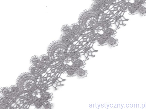 Koronka Gipiurowa Dekoracyjna 70mm - Szara - 1 metr